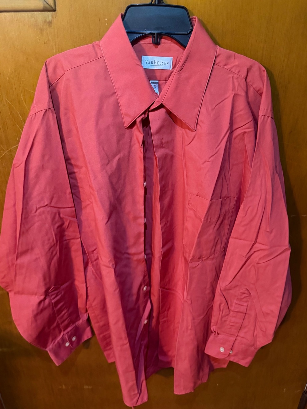 Van Heusen Men's Coral-Red Button Down Dress Shirt